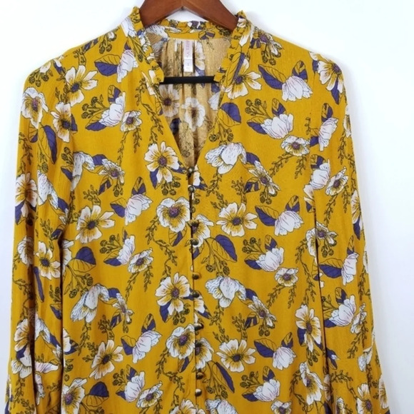 XHILARATION Floral Boho Bell Sleeve Dress Small - Picture 6 of 10